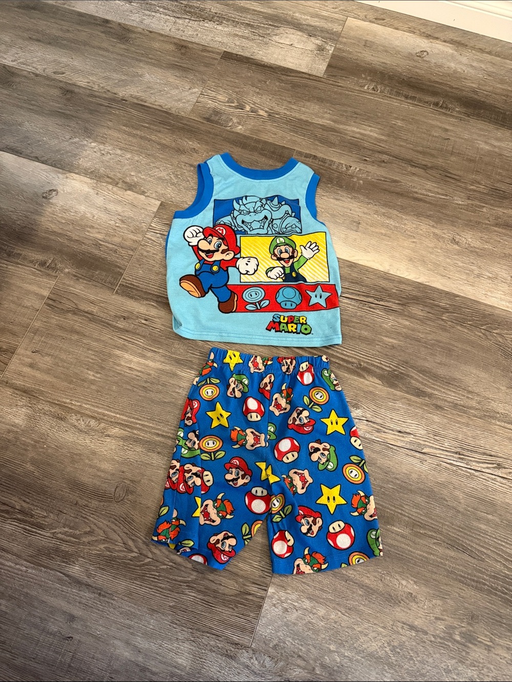 Nintendo Light Blue & Royal Blue Super Mario Tank Top and Shorts Set